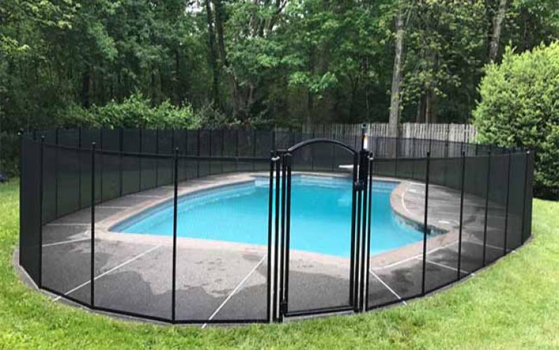 Black Mesh Barrier Pool Fence for Inground Swimming Pools Black Mesh Barrier Pool Fence for Inground Swimming Pools