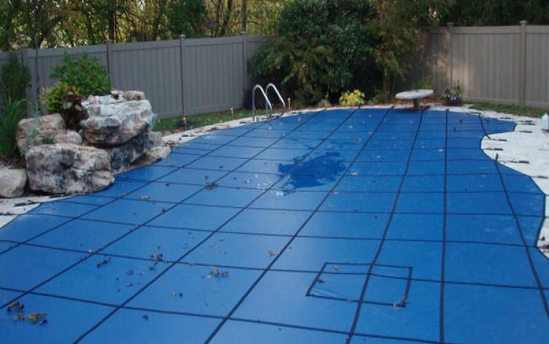 Blue Solid Safety Swimming Pool Cover PP Mesh Pool Cover