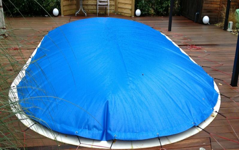 Blue Swimming Pool Safety Cover In-Ground PVC Pool Cover