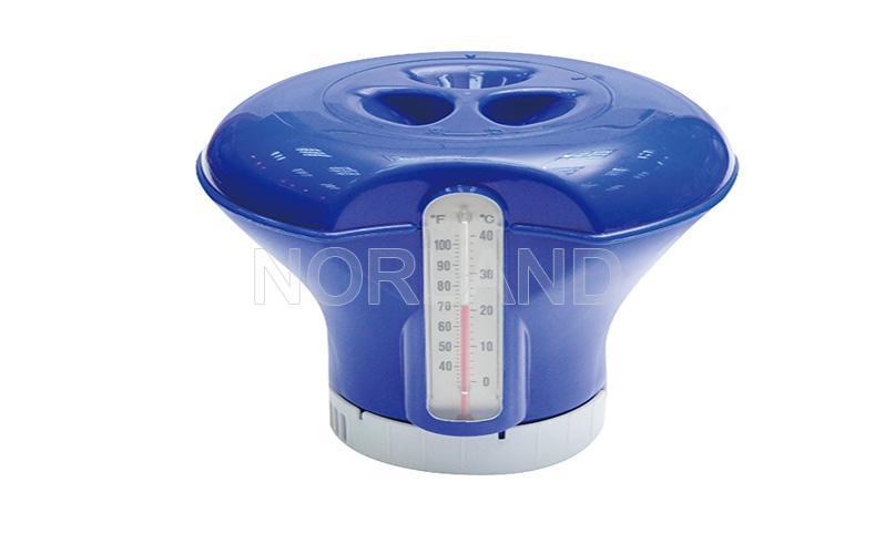 Floating Pool Chemical Chlorine Dispenser with Built-in Thermometer