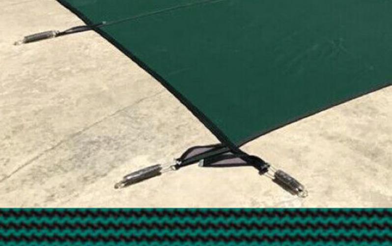 Green Rectangle Pool Safety Cover Mesh Inground Safety Pool Cover